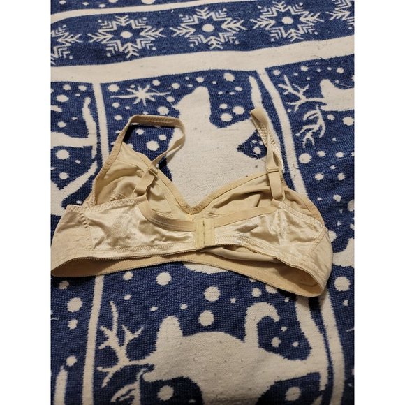 Pink K Beige Full Coverage Bra Size 42C Unpadded Wire Free Floral - Picture 3 of 4